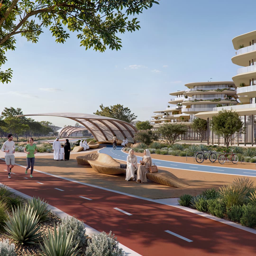 Wadeem Gardens by Modon — Cycle track and shaded walks